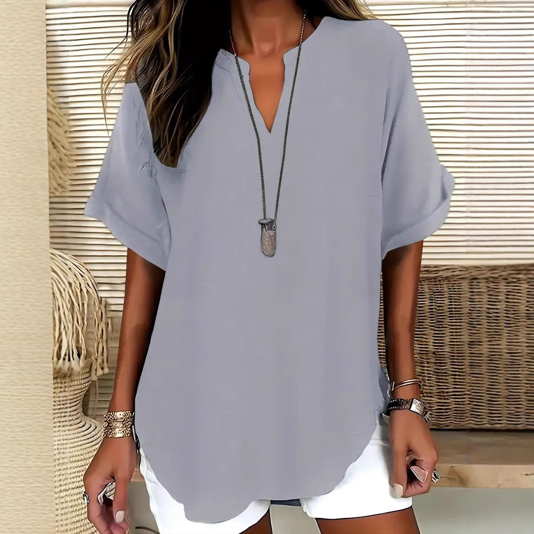 Blouse Élise — Col V Fluide | Tunique Élégante Femme