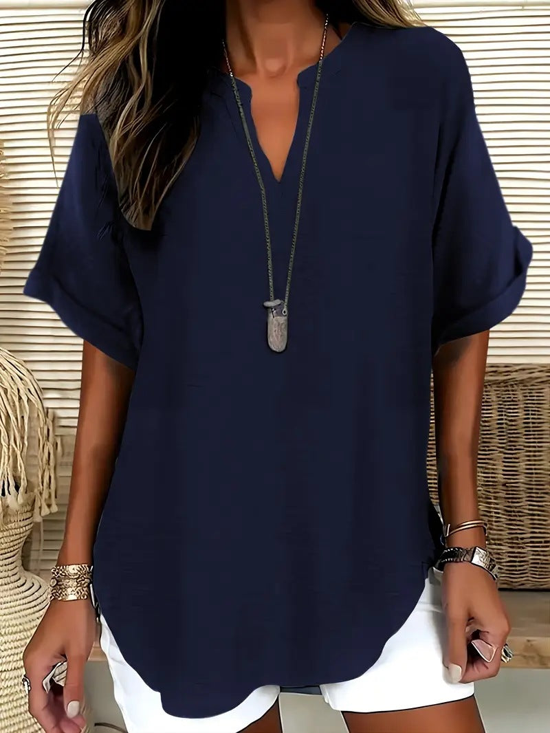 Blouse Élise — Col V Fluide | Tunique Élégante Femme