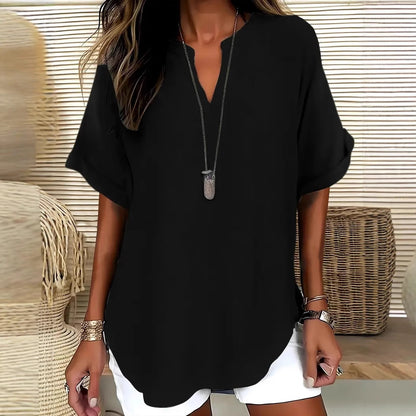 Blouse Élise — Col V Fluide | Tunique Élégante Femme