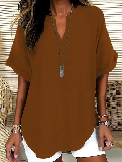 Blouse Élise — Col V Fluide | Tunique Élégante Femme