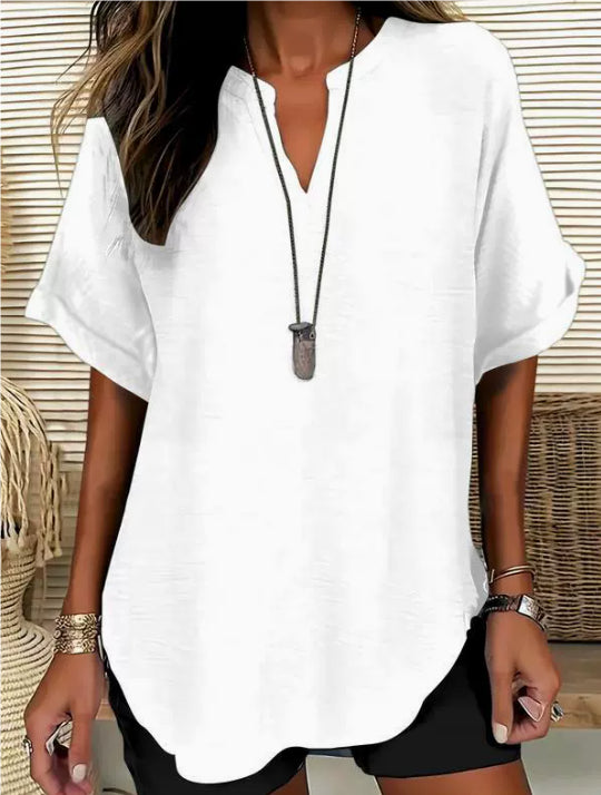 Blouse Élise — Col V Fluide | Tunique Élégante Femme