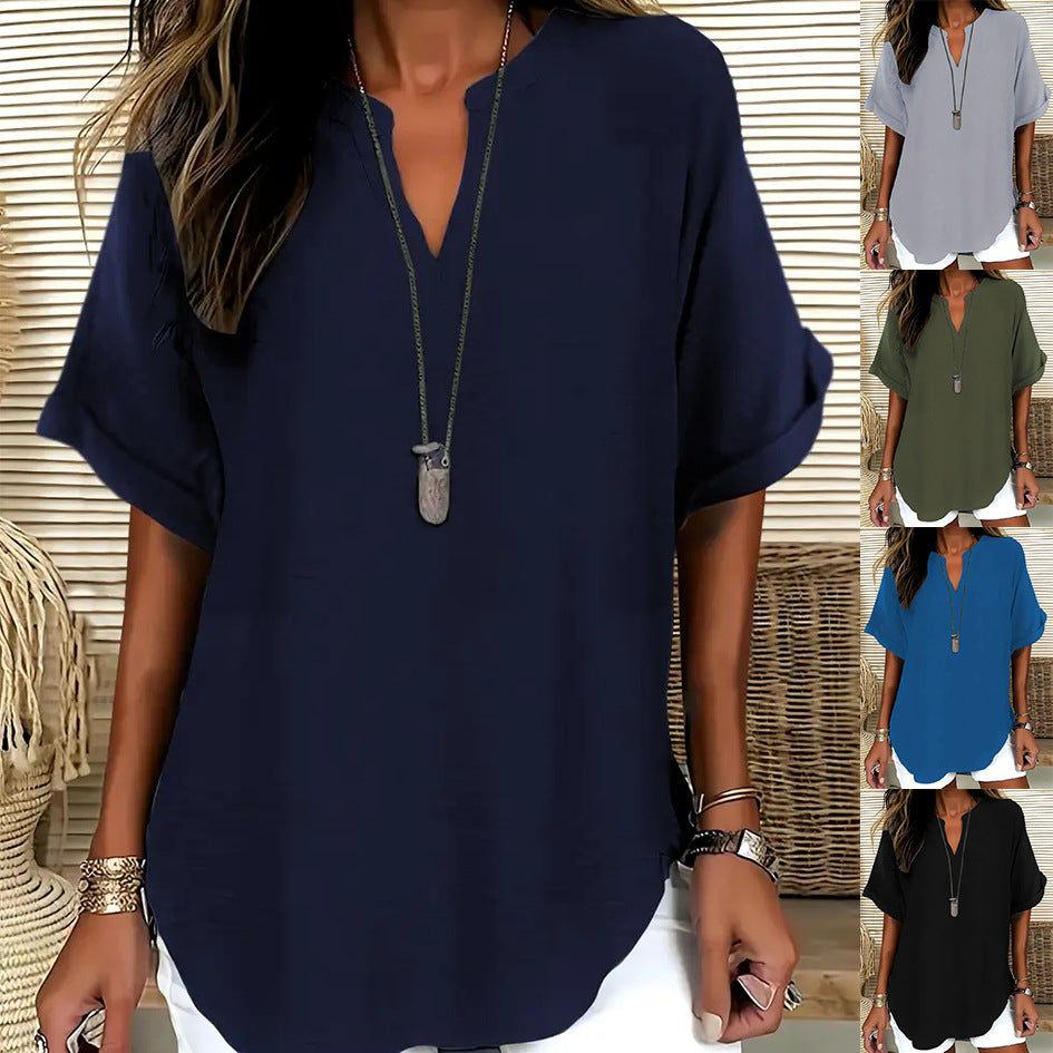 Blouse Élise — Col V Fluide | Tunique Élégante Femme