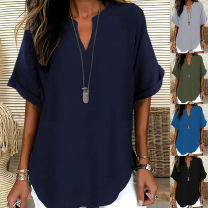 Blouse Élise — Col V Fluide | Tunique Élégante Femme