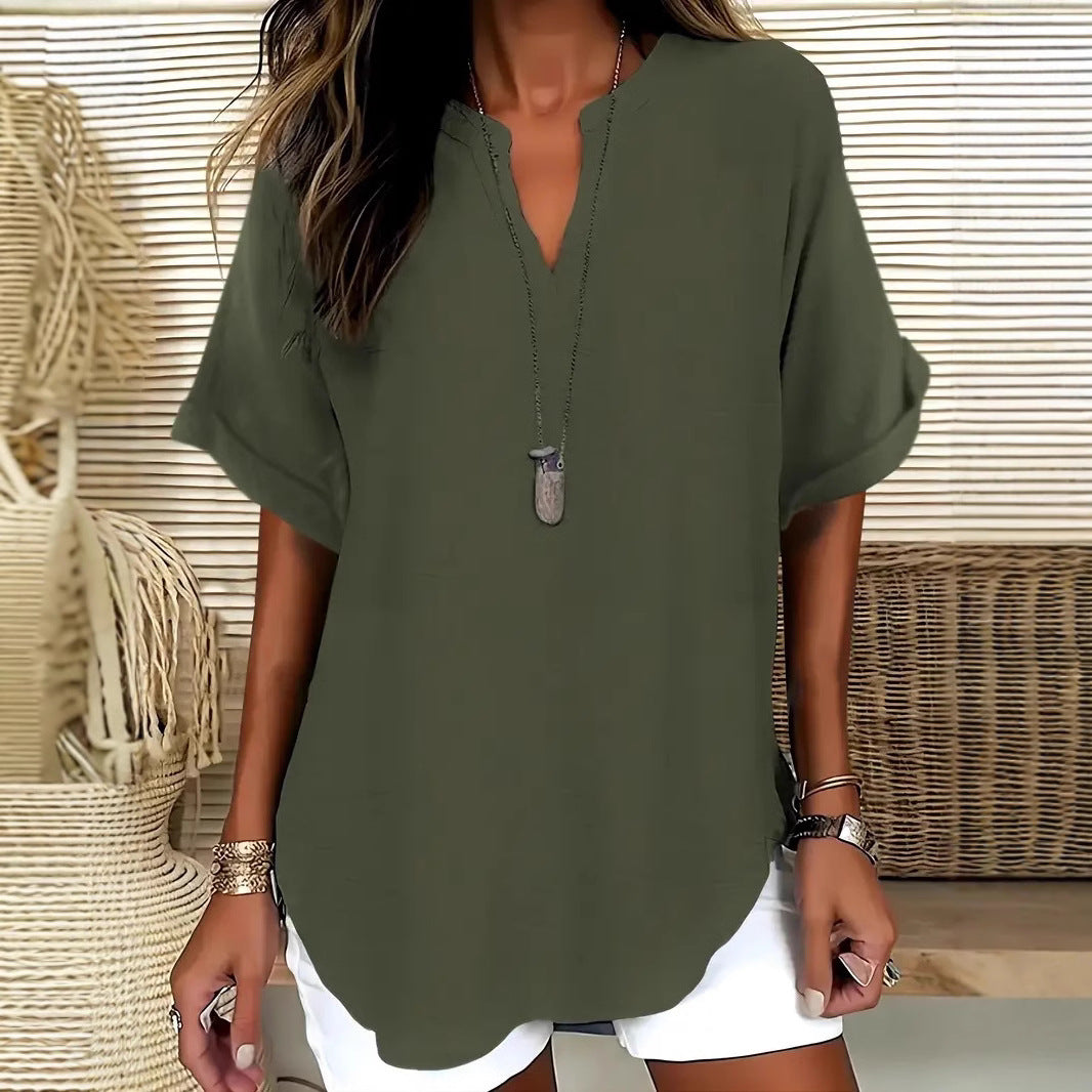 Blouse Élise — Col V Fluide | Tunique Élégante Femme