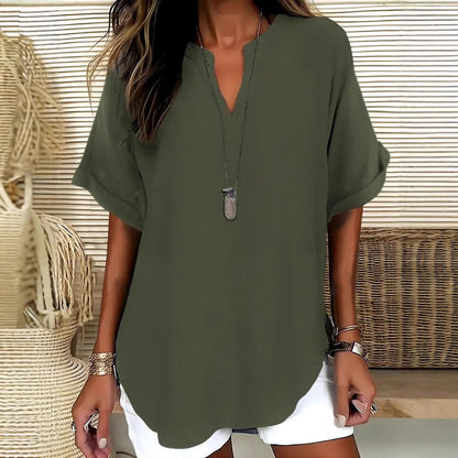 Blouse Élise — Col V Fluide | Tunique Élégante Femme